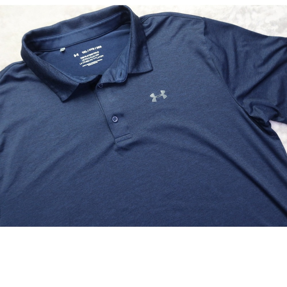 Under Armour Men's Playoff Polo Shirt Navy Blue Heathered‎ Short Sleeve 2XL